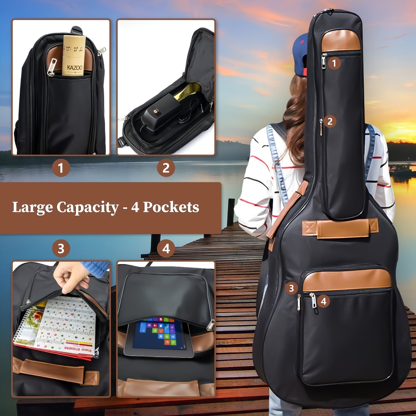 Gig Bag 5 Pockets Waterproof Acoustic Guitar Case