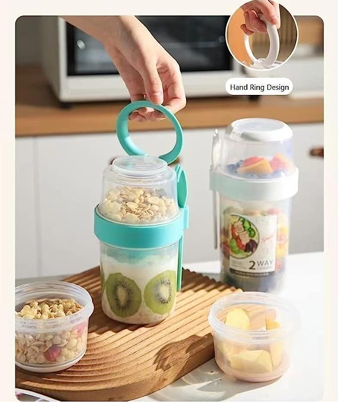 Portable Salad Cup Fruit and Vegetable Container with Fork, Breadfast Lunch to take away