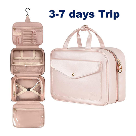 Water-resistant Toiletry Bag with hanging Hook For men and Women gift, Foldable Makeup Cosmetic Bag Travel Organizer for Accessories, Shampoo, Full Sized Container, Toiletries