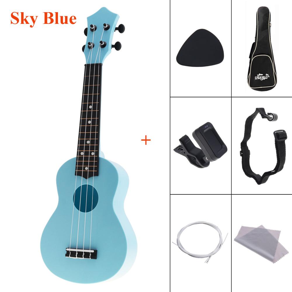 Colorful 21-Inch ABS Ukulele Full Kit for Children and Music Beginners - Acoustic Hawaii Guitar Instrument