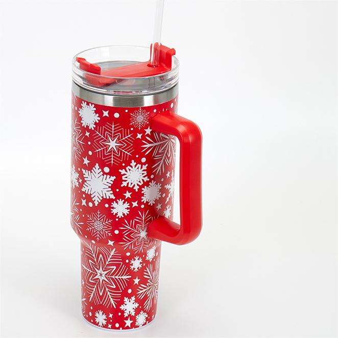 40oz Christmas Tumbler With Lid And Straw 304 Stainless Steel Insulated Car Drinking Cup Ice Bully Beer Mug Tumbler with Handle Christmas Birthday Holiday Gift