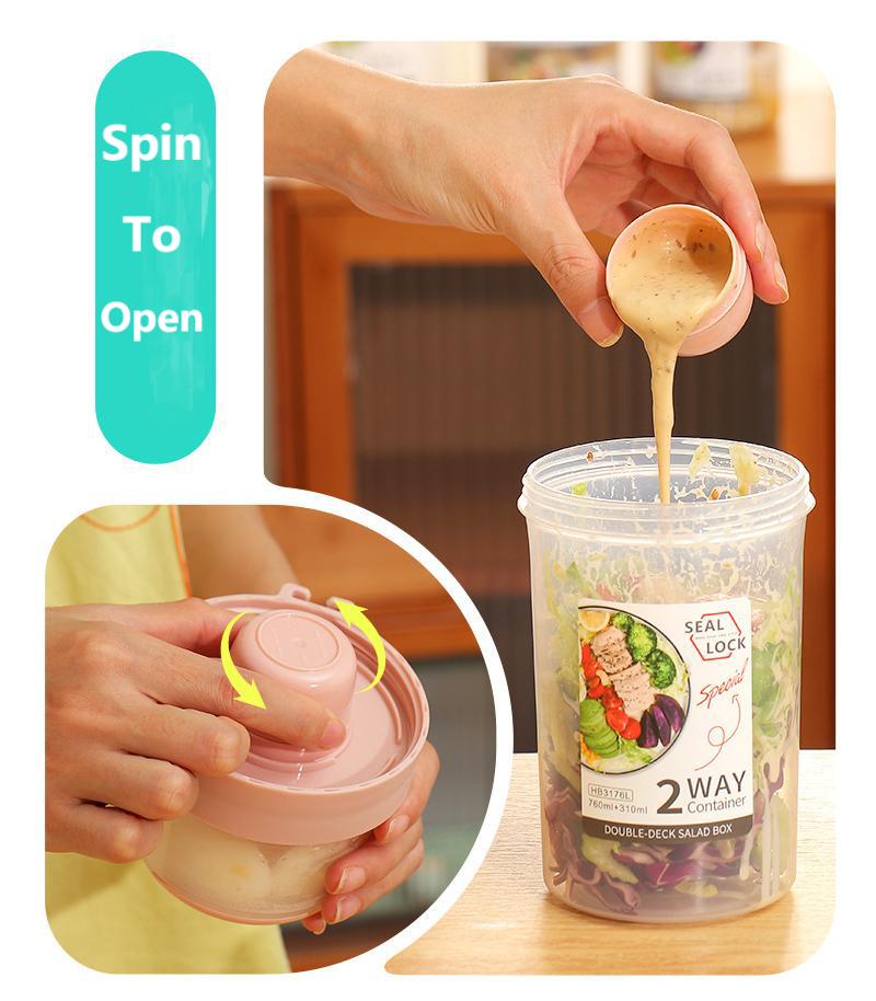 Portable Salad Cup Fruit and Vegetable Container with Fork, Breadfast Lunch to take away