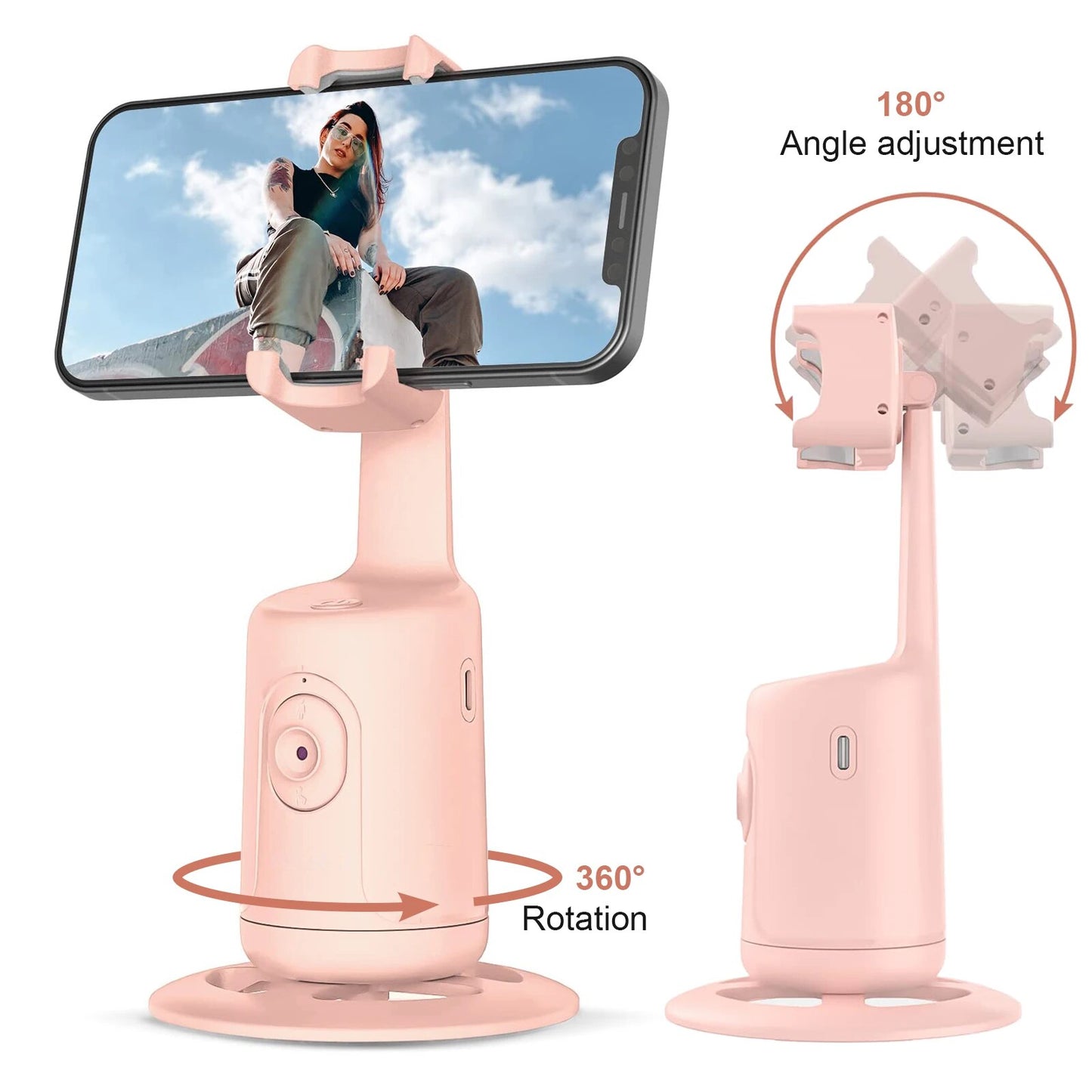 Auto Face Tracking Tripod, 360° Rotation Camera Phone Holder Auto Fast Following, Rechargeable Phone Stand for Live Video, Vlog