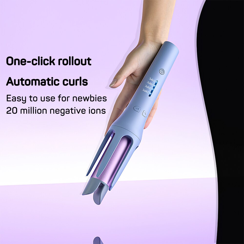 Automatic Hair Curler with 4 Temperatures & 3 Timers Large Slot Rotating Curling Iron Ceramic Fast Heating Hair
