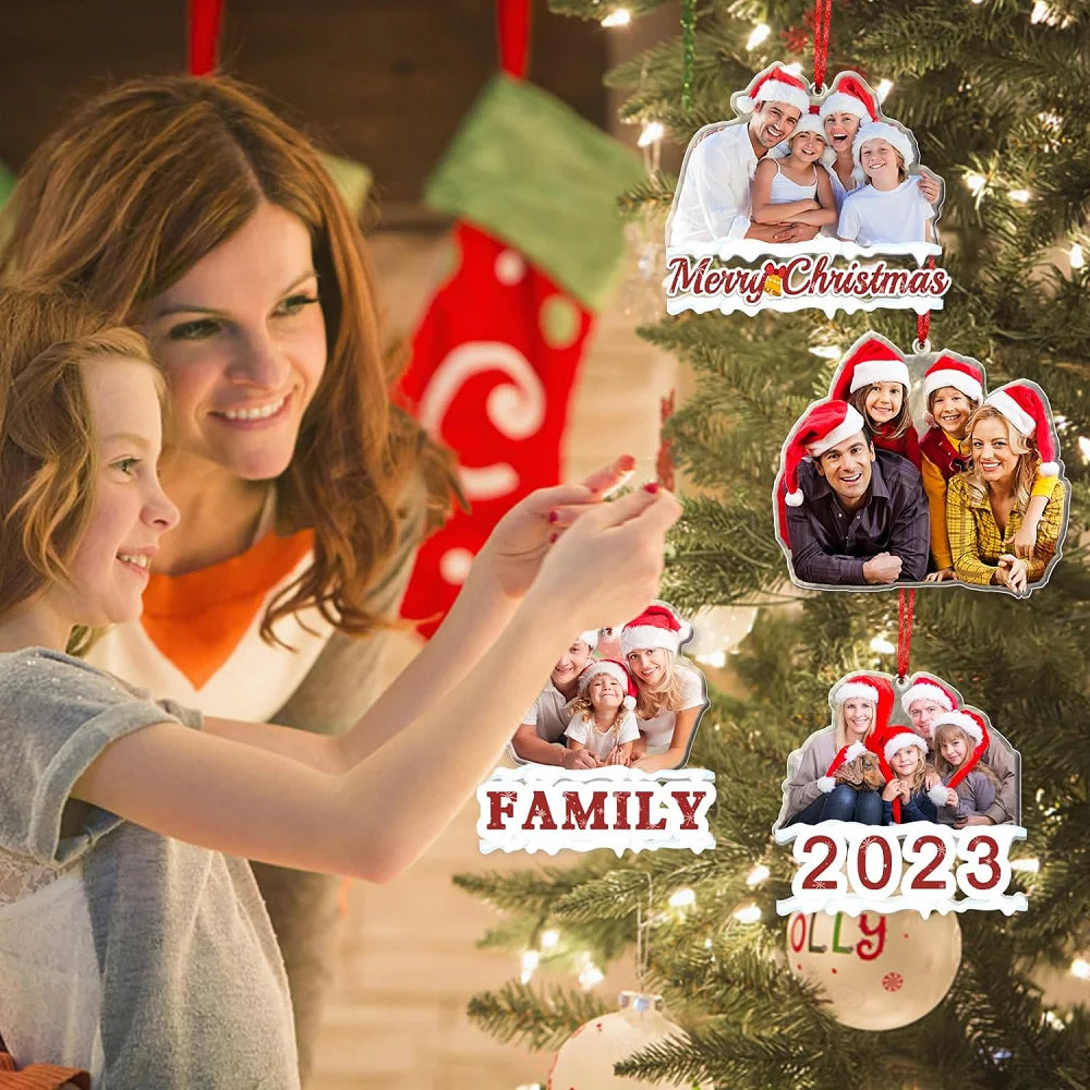 Personalized Photo Christmas Ornaments Acrylic Ornaments For Christmas Tree Customized Family Hanging Decor Christmas Gift 2023