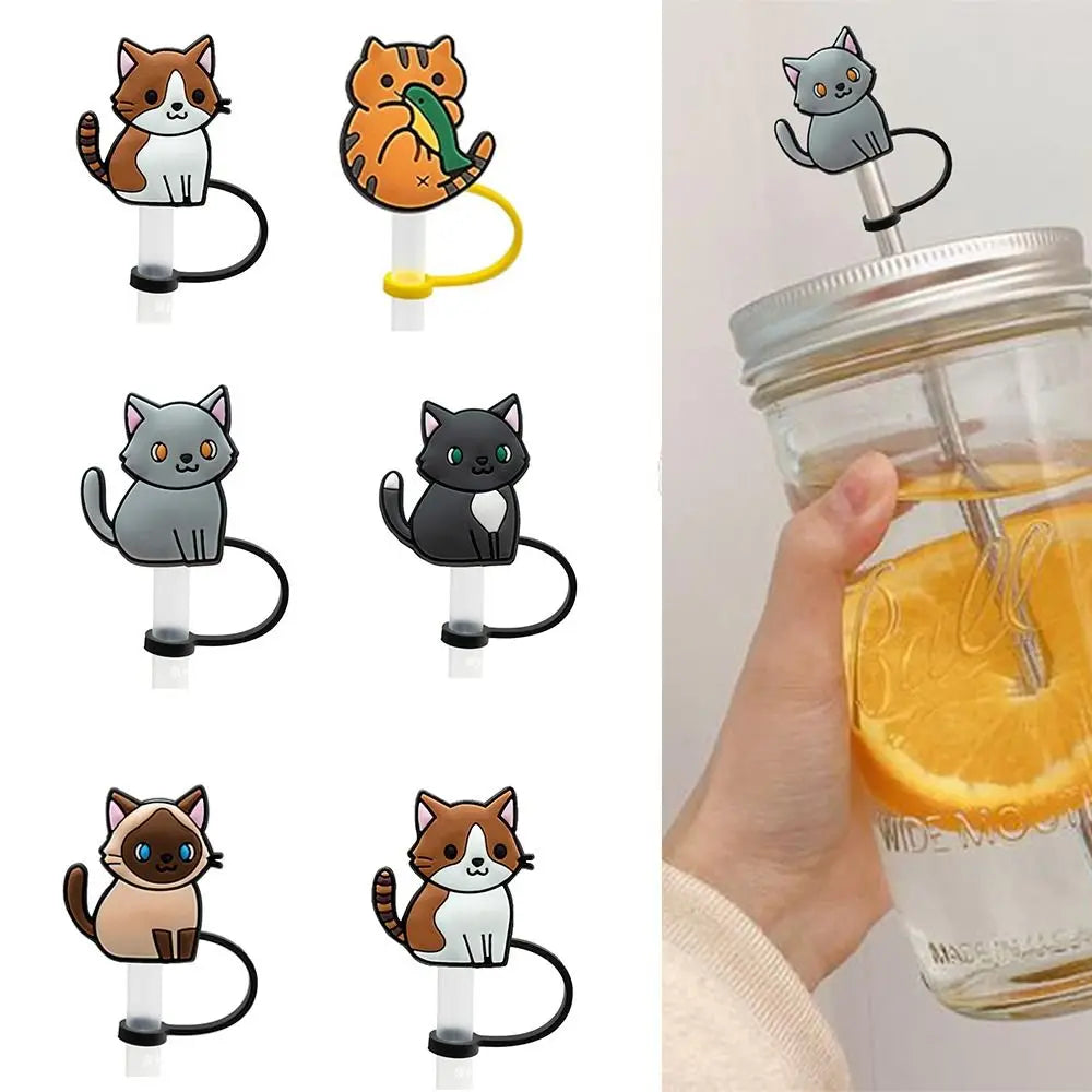 Splash Proof Silicone Straw Plug Dust Proof Plugs Protector Cat Silicone Straw Covers Cap 10mm Straws