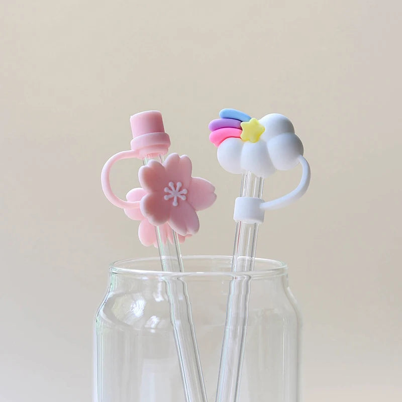 Silicone Straw Plug Reusable Dust Cap Cartoon Plugs Tips Cover Suit Bottle Cup Accessories