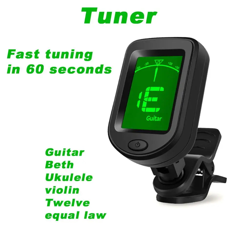 Guitar Clip-On Tone Tuner Digital for Electric Ukulele Bass Violin with Batter