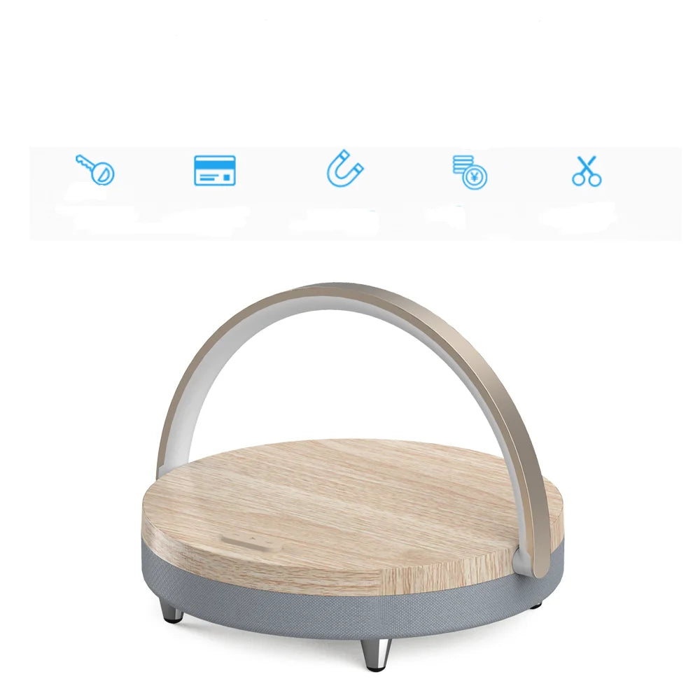 Wood Wireless Charger LED Lamp Speaker Fast Charging for iPhone Samsung Xiaomi