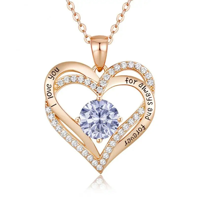 Simple Love Zircon Pendant Necklace for Women's Fashion Peach Heart Hollow Rose Gold Sweater Chain Jewelry birthday gift for wife, daughter, mom, grandma, girlfriend