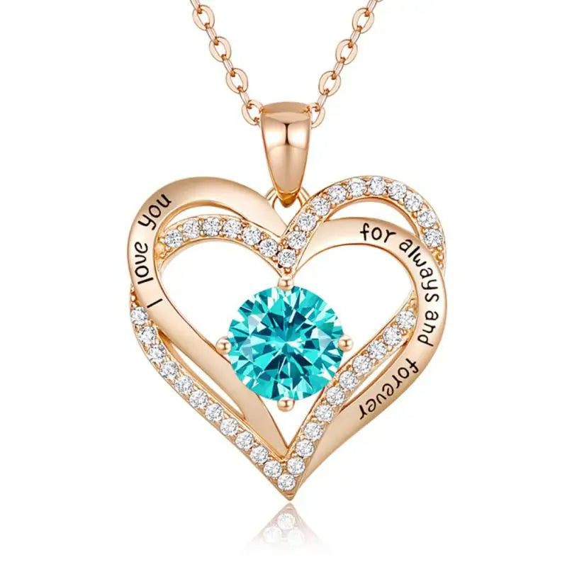 Simple Love Zircon Pendant Necklace for Women's Fashion Peach Heart Hollow Rose Gold Sweater Chain Jewelry birthday gift for wife, daughter, mom, grandma, girlfriend