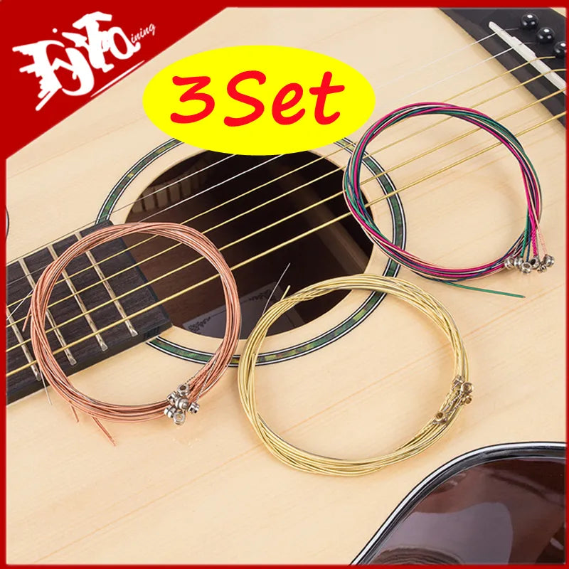 New Colorful Folk Guitar String Replacement Parts Acoustic Guitar Copper Core Strings Kit Musical Instrument Accessories