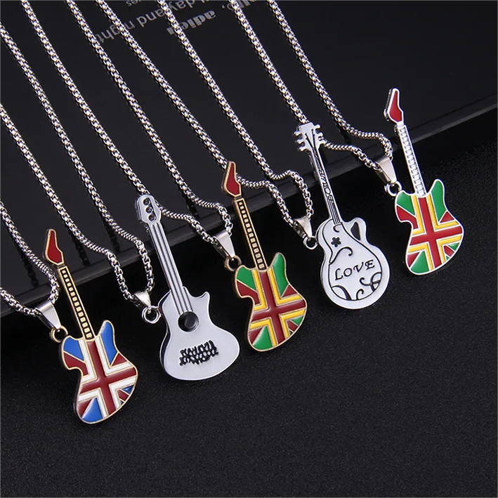 Fashion Electric Guitar Bass Necklace Rock Birthday Gift Guitar Lover Music Jewelry Christmas Gift Pendant for Men Women