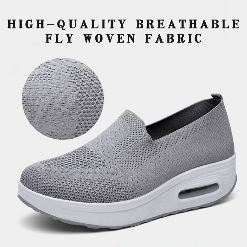 Women Sneaker: Casual Slip-On Platform Breathable Knit Shoes