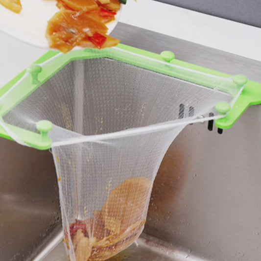 Triangular Sink Strainer and Drain - Vegetable and Fruit Drainer Basket with Suction Cup Rack