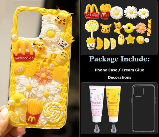Decoden iPhone Case Whipped Cream Chips Pikachu DIY Kit