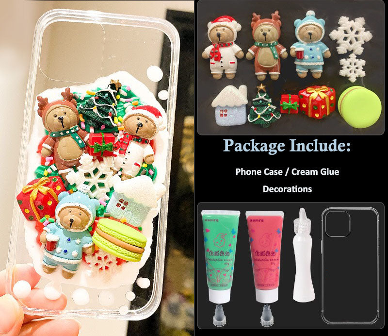 Decoden Phone Case Cabochon Whipped Cream Christmas Santa DIY Kit