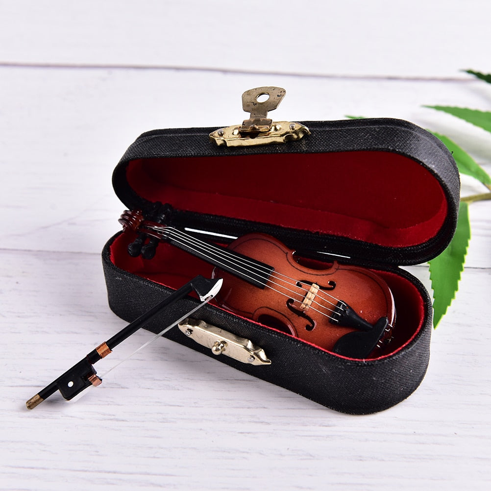 Miniature Wooden Violin - Exquisite Dollhouse Accessories for Desk, Bedside Table, and Home Decor