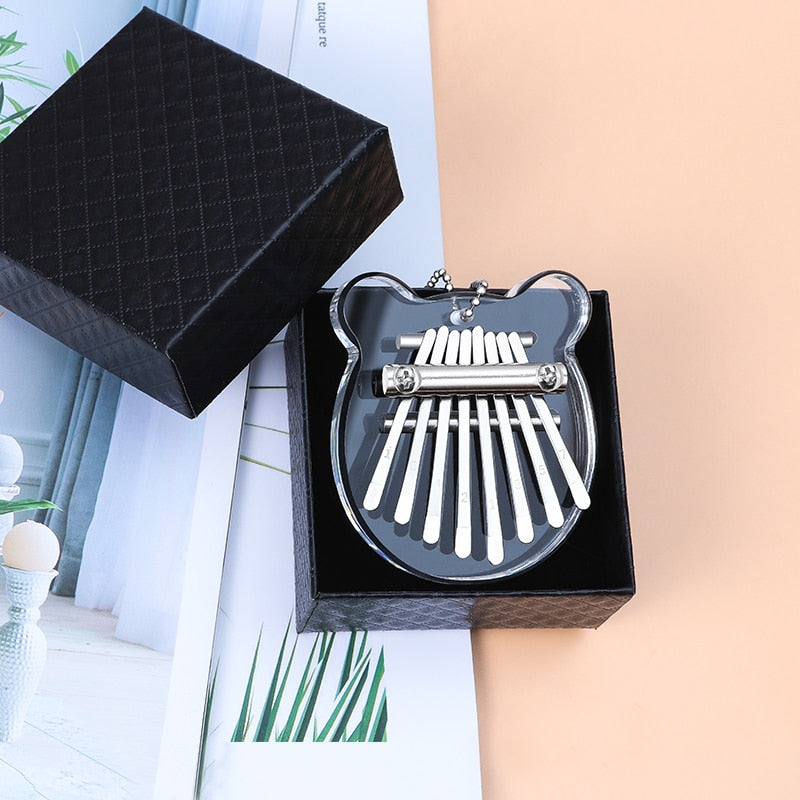 Mini Kalimba 8 Keys Finger Thumb Piano Wood Transparent crystal Body Musical Toy Piano Pendant Gift - give5me
