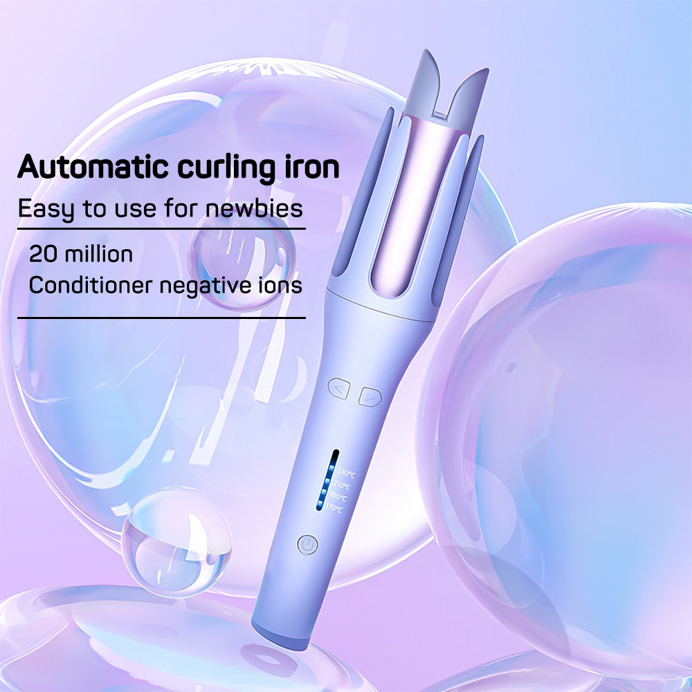 Automatic Hair Curler with 4 Temperatures & 3 Timers Large Slot Rotating Curling Iron Ceramic Fast Heating Hair