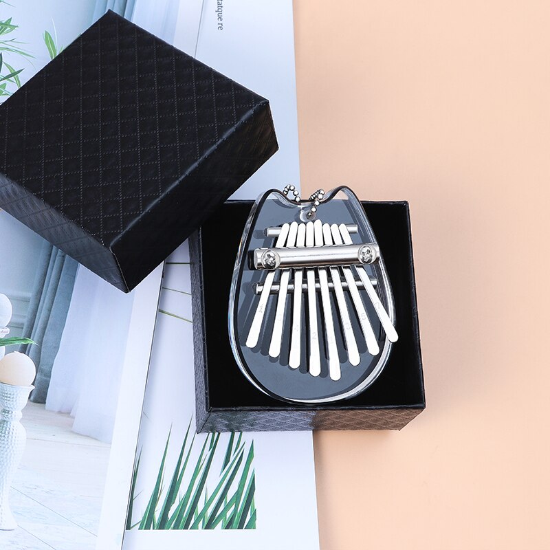Mini Kalimba 8 Keys Finger Thumb Piano Wood Transparent crystal Body Musical Toy Piano Pendant Gift - give5me