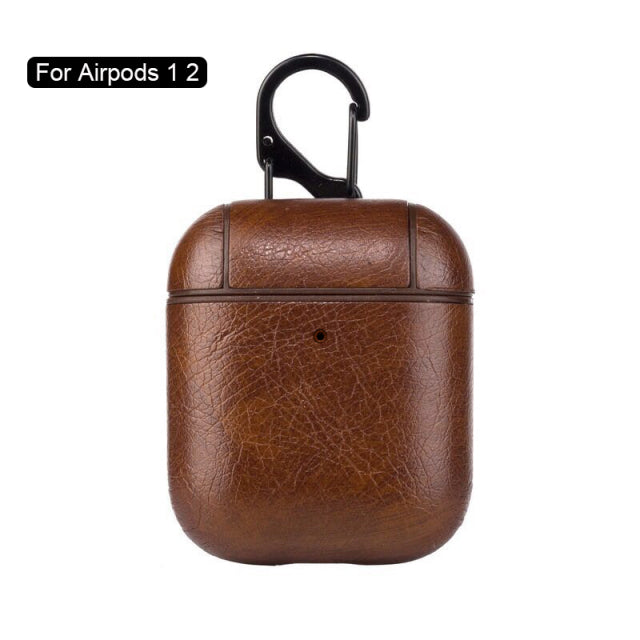 PU Leather Case Protective Cover with Anti-lost Buckle for Apple AirPods 2 1 3 - give5me